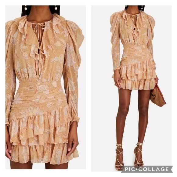 NWT $695 SP22 Ulla Johnson Cecily Magnolia Mini Dress Long Puff Sleeve Floral - Picture 1 of 14